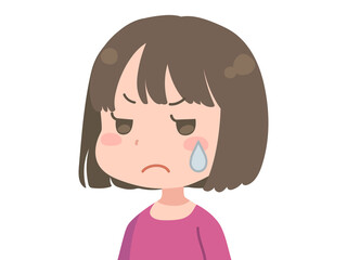 ムッとする若い女性のイラスト