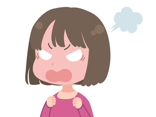 怒っている若い女性のイラスト