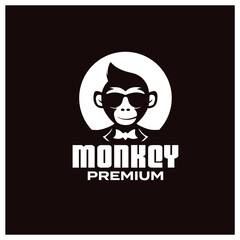 Monkey logo vector icon illustration design Premium Vector
