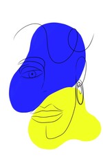 Ukrainian flag. The concept of support for Ukraine and the Ukrainian strong people. The patriotic spirit of a strong and independent Ukrainian people. The heart loves - Ukraine. woman silhouette