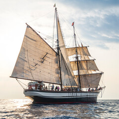 Windjammer unter Segeln vor Lipari.