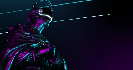 Statue of Maria Immaculata of Bourbon-Sicilian wearing vr glasses, metaverse reflection. religion in new technologies - Powered by Adobe