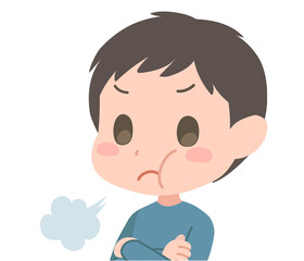 Obraz premium 腹を立てる男の子のイラスト 腕組み