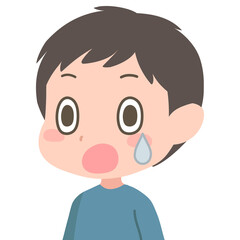 Obraz premium 目を見開いて驚く男の子のイラスト
