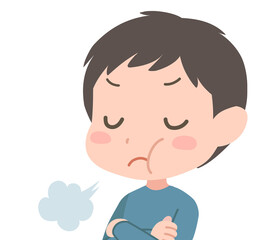 腹を立てる男の子のイラスト　腕組み