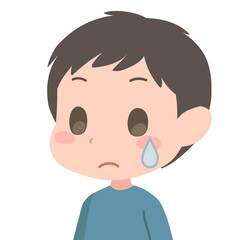 困惑する男の子のイラスト　汗