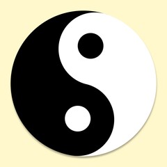 Yin yang symbol with yellow background
