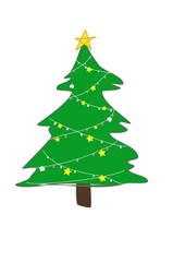 Pretty Christmas tree drawing isolated on white background