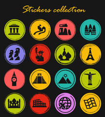 Travel and Wonders icons set