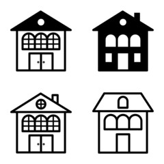 Houses Flat Icon Set Isolated On White Background