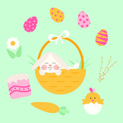 vector flat style easter set