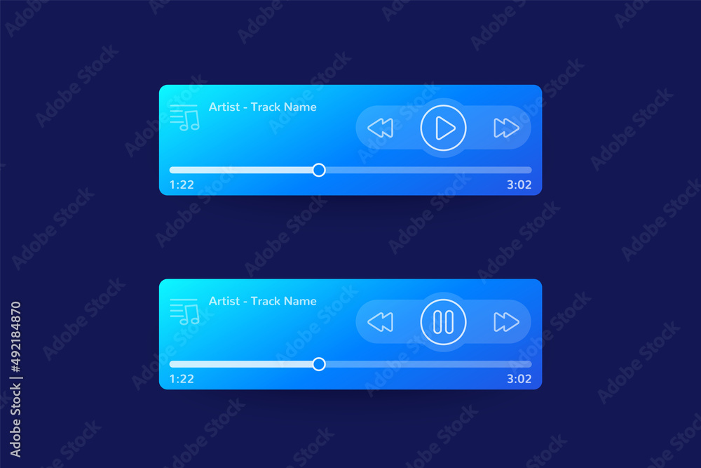 Poster music player ui, interface design for mobile apps and web