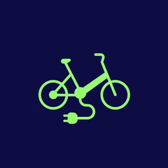 electric bicycle, bike with electric plug icon
