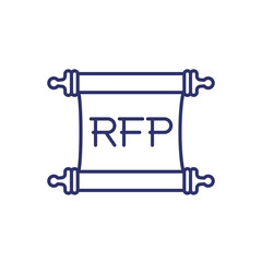 RFP line icon with parchment roll