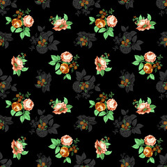 floral pattern beautiful black background