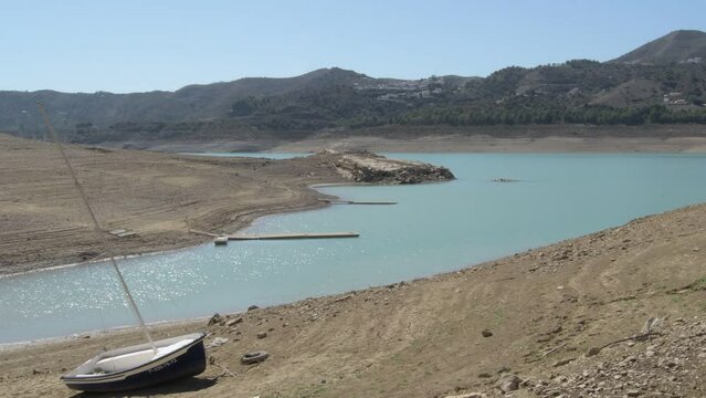 Dry land by drought in a lake