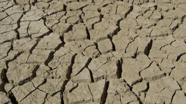 Dry land by drought where before there was a lake, pan