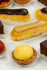 close up of sweet petit four in a white plate