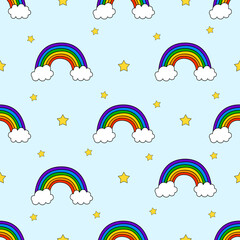 Seamless pattern rainbow and stars