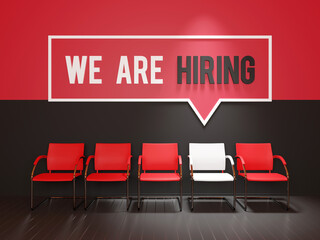 We are hiring, waiting room with red and black wall - 492187014