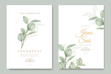 Watercolor eucalyptus wedding invitation card set
