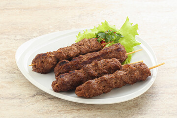 Beef kebab skewer minced meat