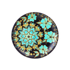The seamless colorful pattern on the plate. Vintage decorative element. 