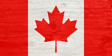 Canadian Flag Painted On Wood