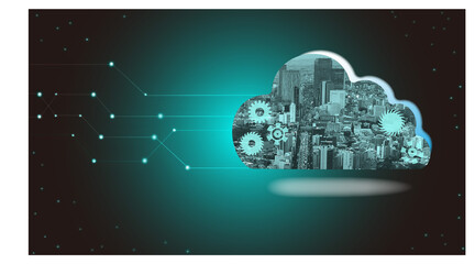 クラウドサービス、ビッグデータと都市のイメージ