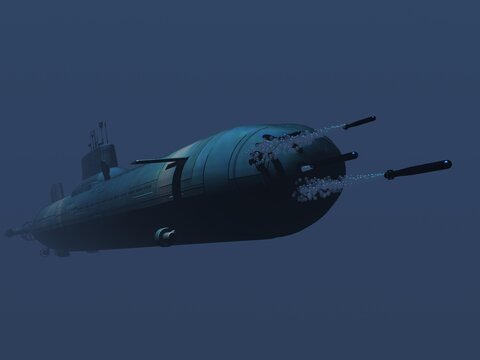 submarino Akula Typhoon en inmersi&oacute;n y en superficie