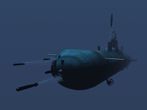 submarino Akula Typhoon en inmersión y en superficie
