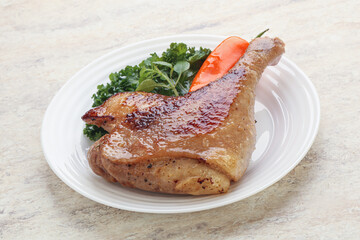 Roasted duck leg with orange sauce