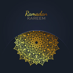 Ramadan kareem mandala style golden pattern background