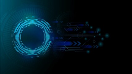 HUD Abstract futuristic background with electronic circuit technology concept vector illustration. Blue background for digital business project.