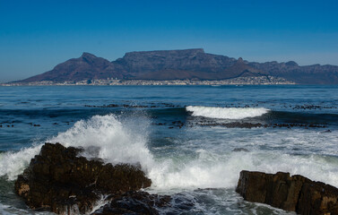 View of Cape Town and table mountain from Robbin Island