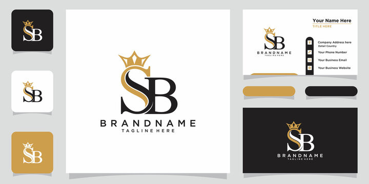 Letter SB Vector Logo Design Template with business card design