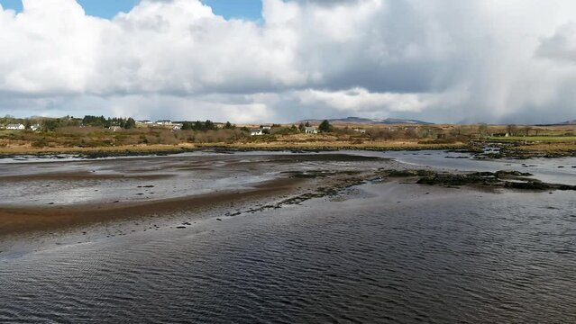 Aerial view of the mouth of the Owenea river by Ardara in County Donegal - Ireland