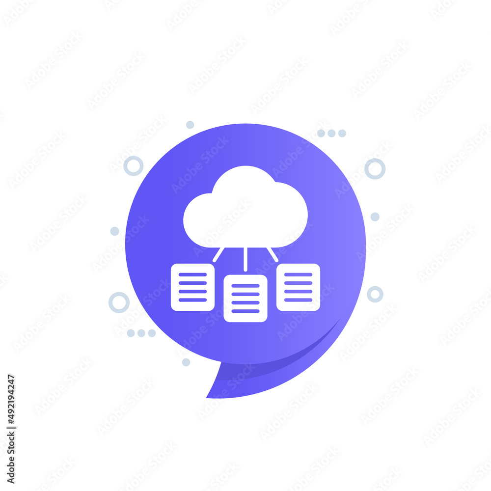 Poster documents in a cloud icon for web