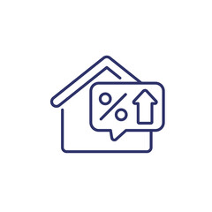 mortgage rate growing line icon with a house