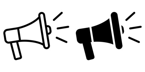 ofvs5 OutlineFilledVectorSign ofvs - megaphone vector icon . isolated transparent . public relations . shouting . black outline and filled version . AI 10 / EPS 10 . g11280 - obrazy, fototapety, plakaty