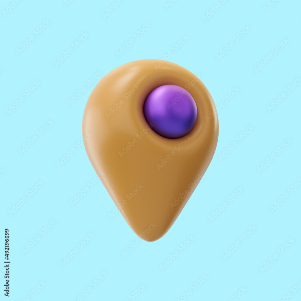 Aufkleber cartoon look location icon 3d render concept for finding place on map and mark distance