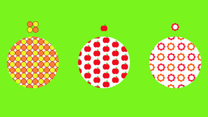 昭和レトロ背景パターン　リンゴとオレンジの花