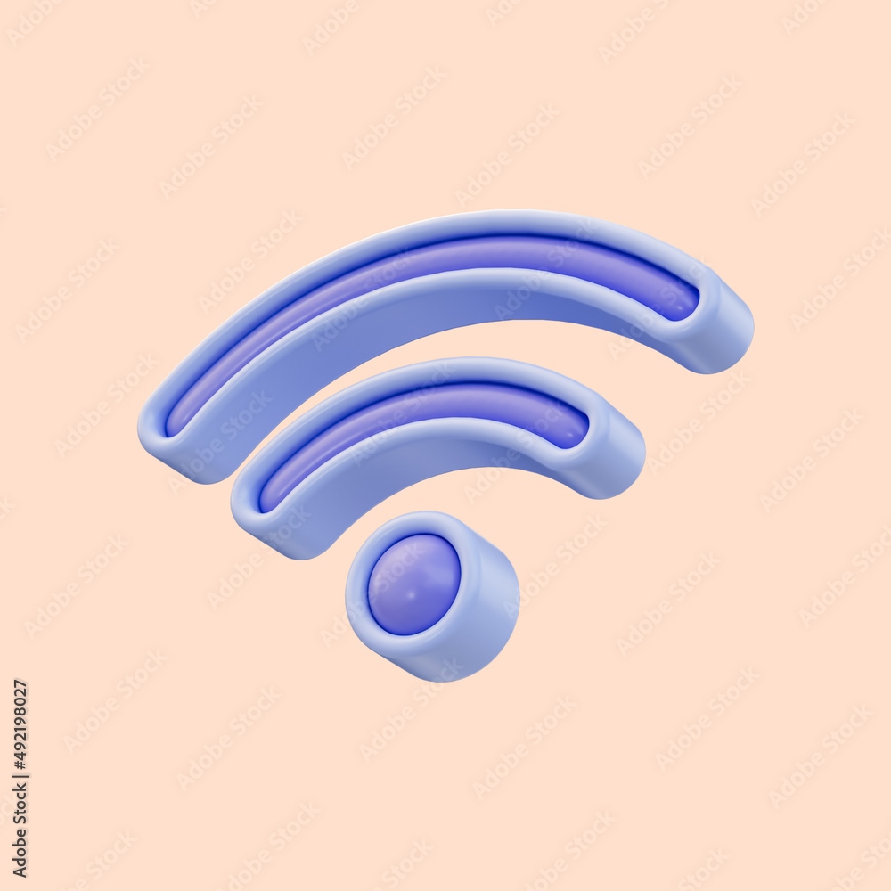 Poster wifi icon 3d render concept for broadband wireless data transfer connection signal and sign symbol