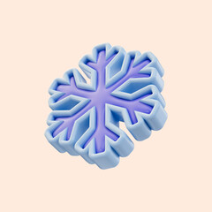 snowflake icon 3d render concept for Christmas Greetings card New Year design weather sign symbol
