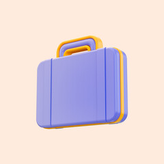 briefcase icon 3d render concept for business office work school books and important file carry - obrazy, fototapety, plakaty