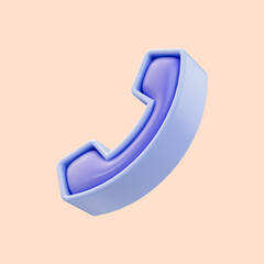 cartoon look call icon 3d render concept for voice transfer in telephone mobile and sign symbol