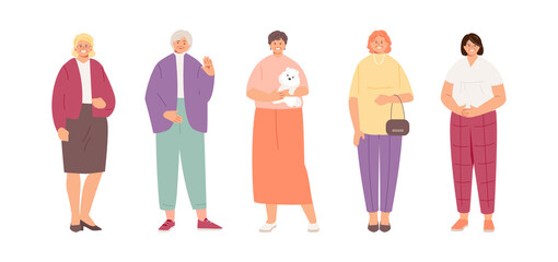 Elderly happy women in full growth