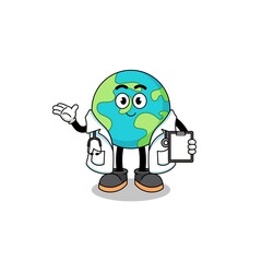 Cartoon mascot of earth doctor