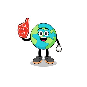 recommend clip art: Cartoon mascot of earth number 1 fans