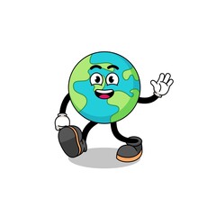 earth cartoon walking